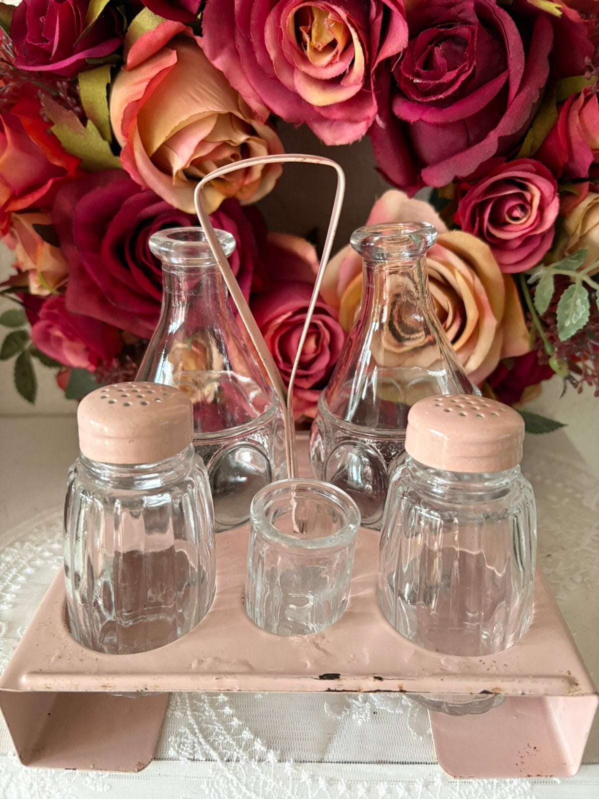 Vintage, roze oliestel, Ophalen of Verzenden