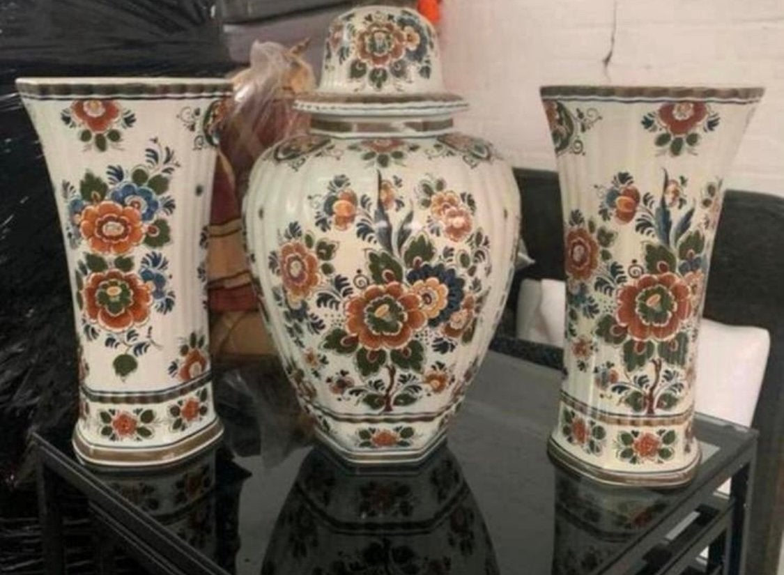 Vaas twee keramiek delft blauwe kaststellen vazen leuke sets, Verzenden