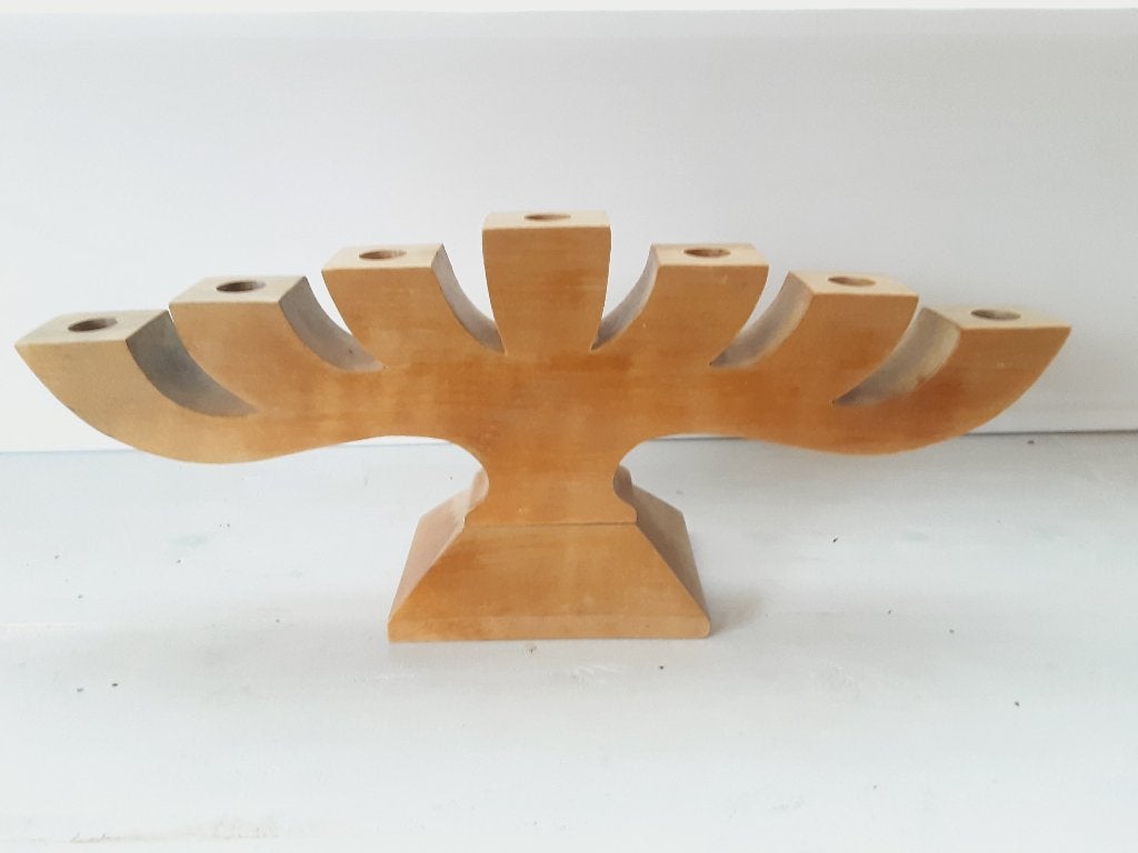 Zweedse Vintage Robuuste massief houten KerstKandelaar, Antiek en Kunst, Curiosa en Brocante