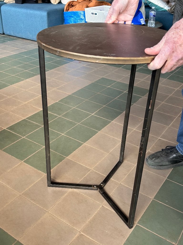 Ronde metalen bijzettafel industrieel zwart  CS27103, Minder dan 55 cm, Gebruikt, Metaal of Aluminium, Rond