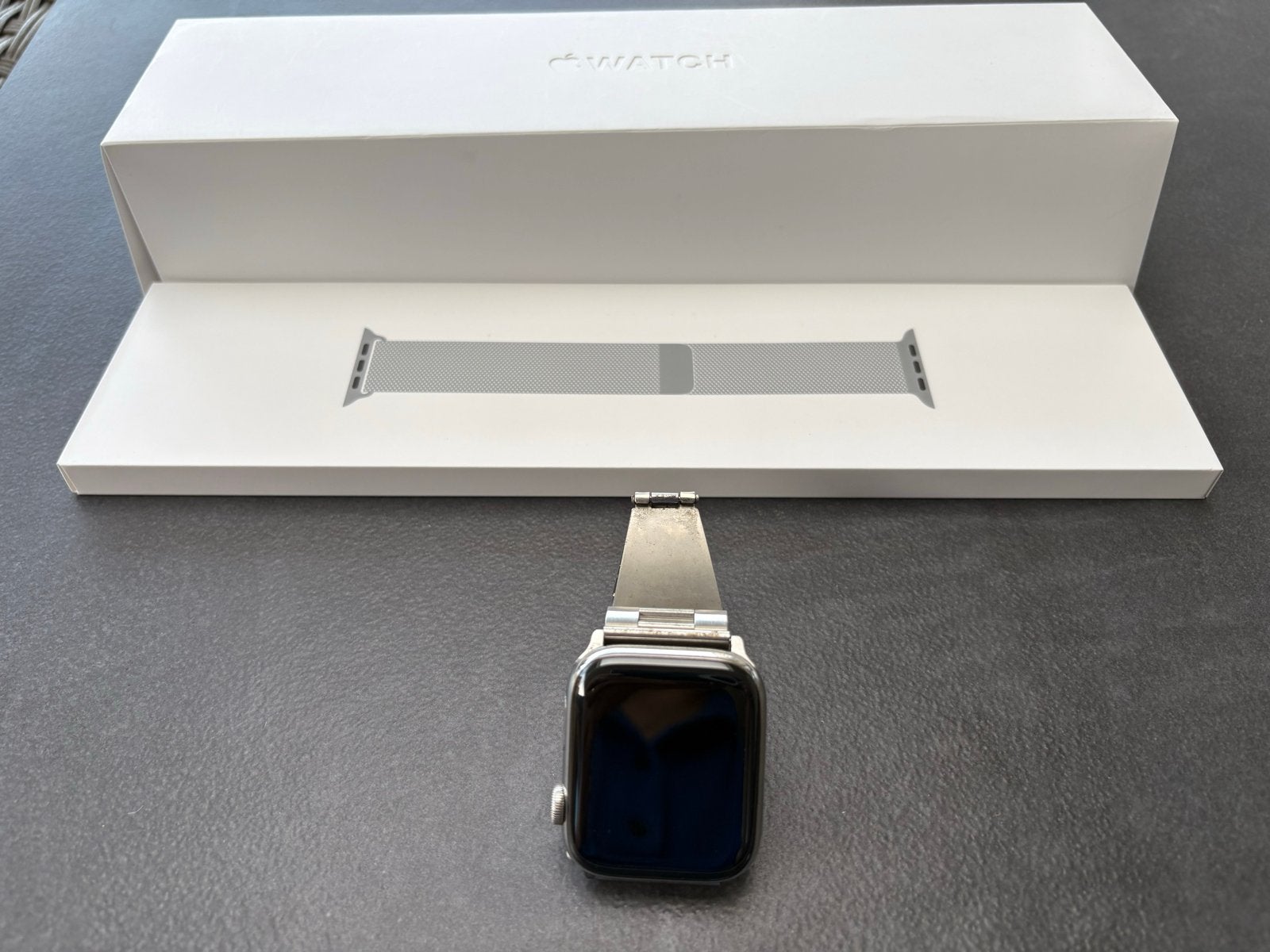 Apple Watch Series 4 RVS 44mm - Zilveren Milanese Loop, IOS, Ophalen of Verzenden, Waterdicht, Zilver
