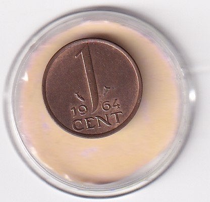 1 Cent 1964  Prachtig met diverse muntkleuren, Verzenden, Koningin Juliana, 1 cent, Losse munt