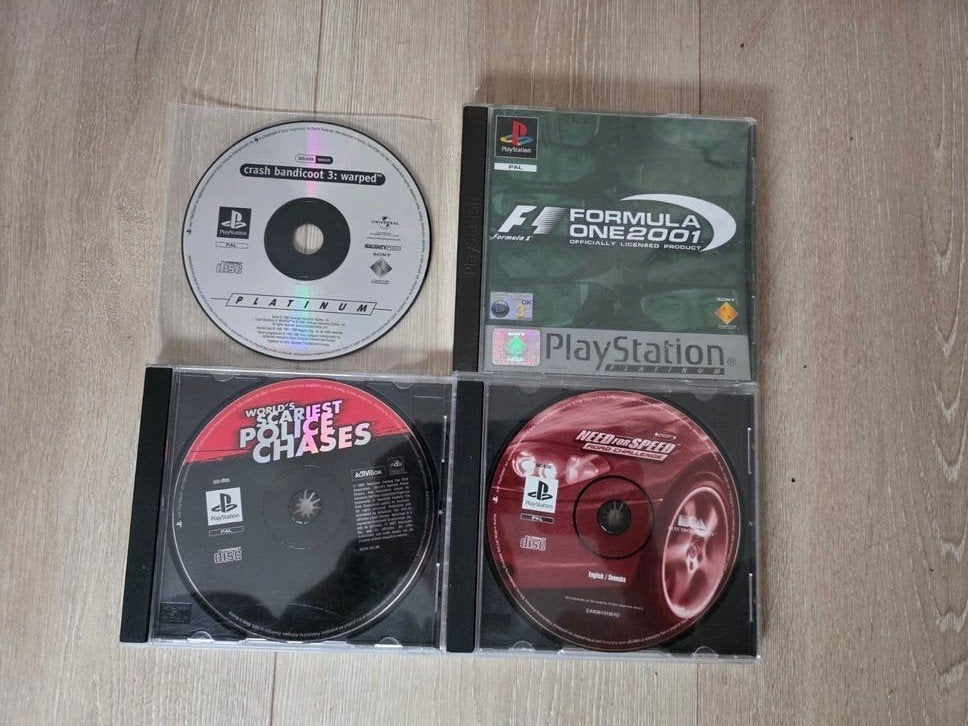 PS1 Games: Crash Bandicoot 3, NFS, F1, Police Chas, Spelcomputers en Games, Gebruikt, 1 speler, Ophalen of Verzenden, Platform