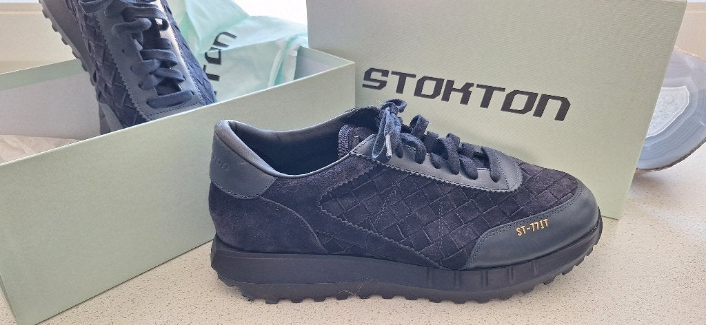 Stokton firenze - herensneakers mt 44 - leder dark blue, Blauw, Nieuw, Ophalen of Verzenden, Sneakers of Gympen
