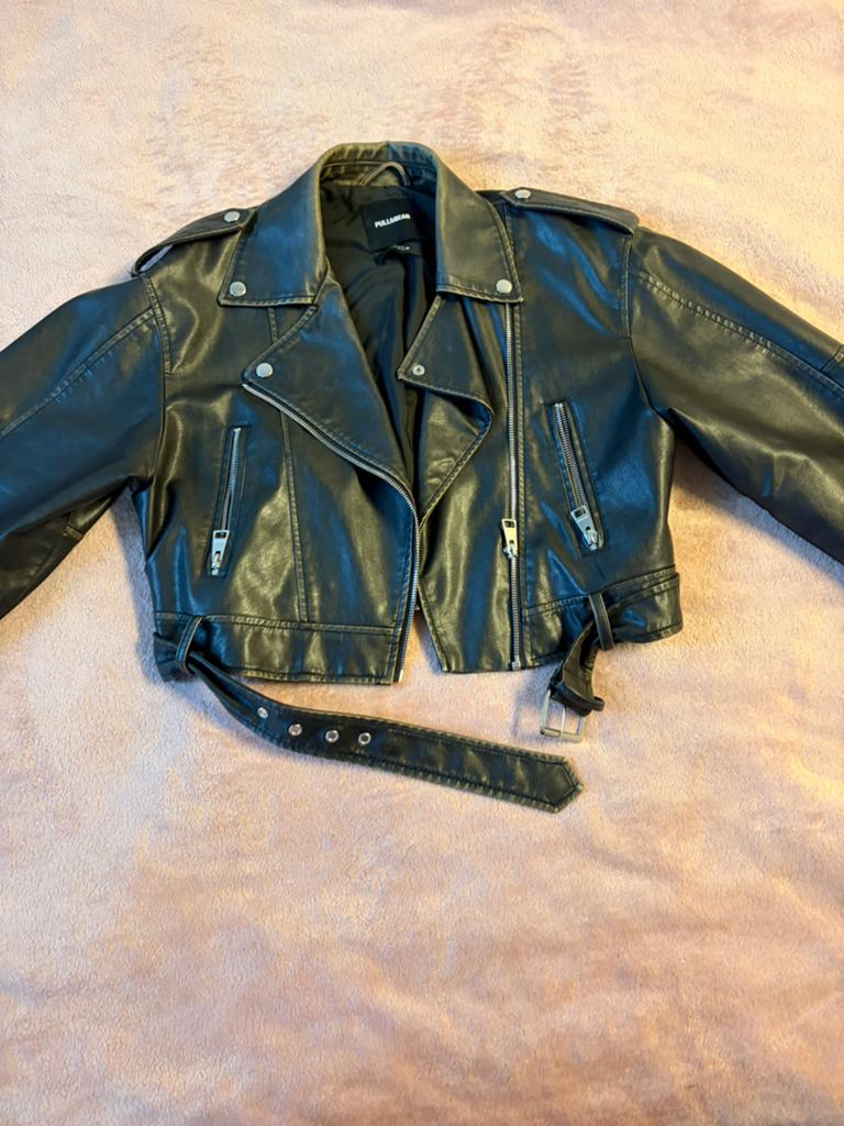 leather jacket, Ophalen of Verzenden, Zo goed als nieuw, Maat 46 (S) of kleiner, Zwart