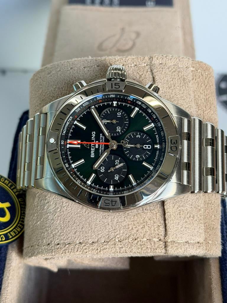 Breitling Chronomat B01 42 Groen AB0134101L2A1  Nieuw, Ophalen, Staal, Staal, Breitling