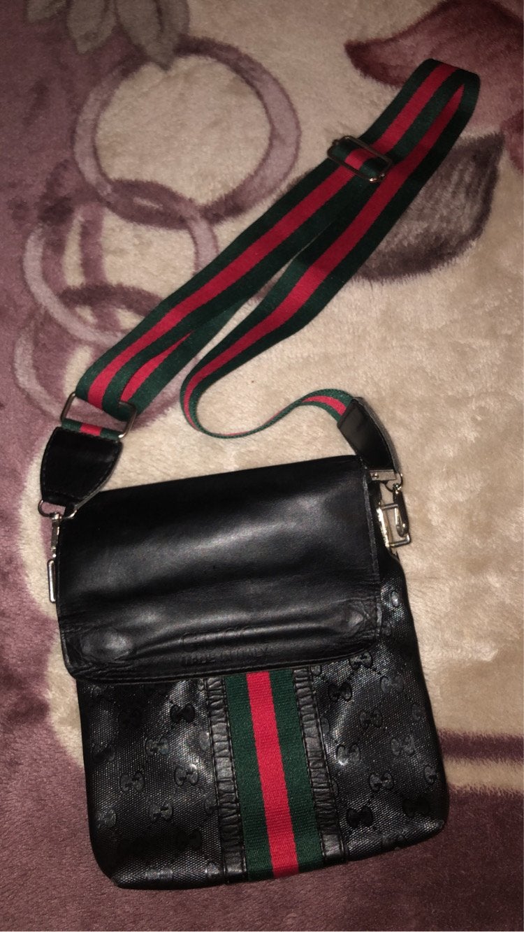 Gucci schoudertas met iconische strepen, Gebruikt, Zwart, Leer, Ophalen