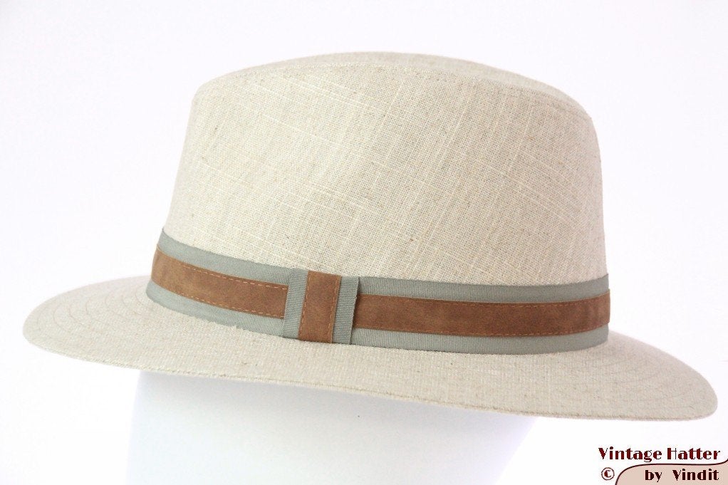 Outdoor gleufhoed Hawkins ecru beige linnen maat 60 nieuw, 60 cm (XL, 7½ inch) of meer, Hoed, Nieuw, Ophalen of Verzenden