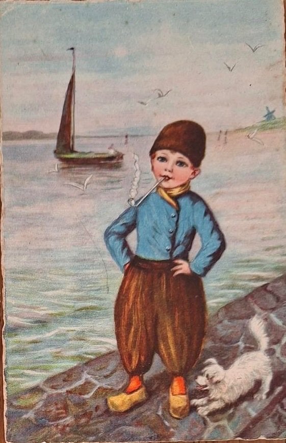 Hollands Vissersjoch met pijp in 1928, Verzenden, 1920 tot 1940, Gelopen, Kinderen