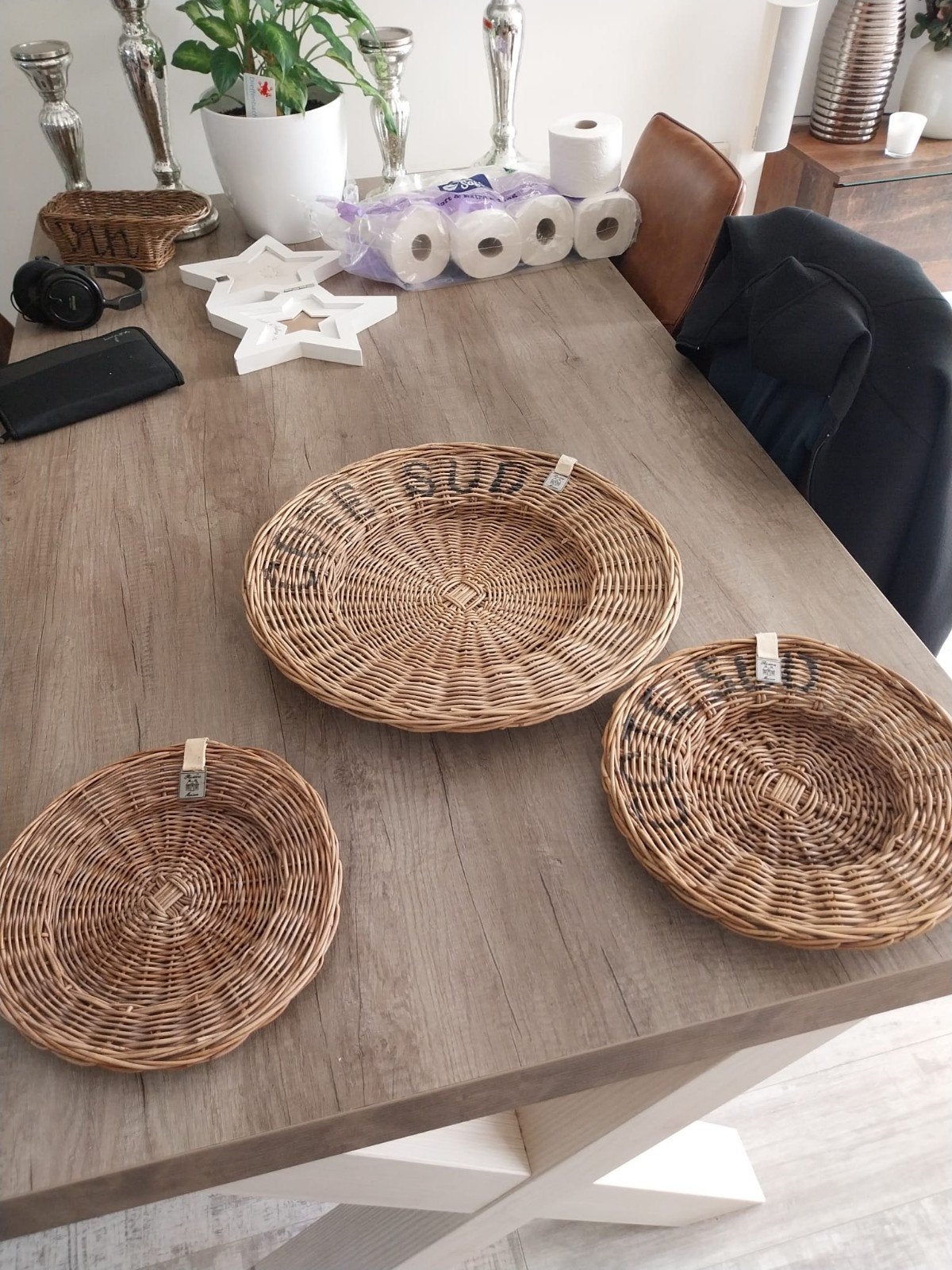 Riviera maison rattan schalen, Ophalen of Verzenden, Zo goed als nieuw, Rond, Riet