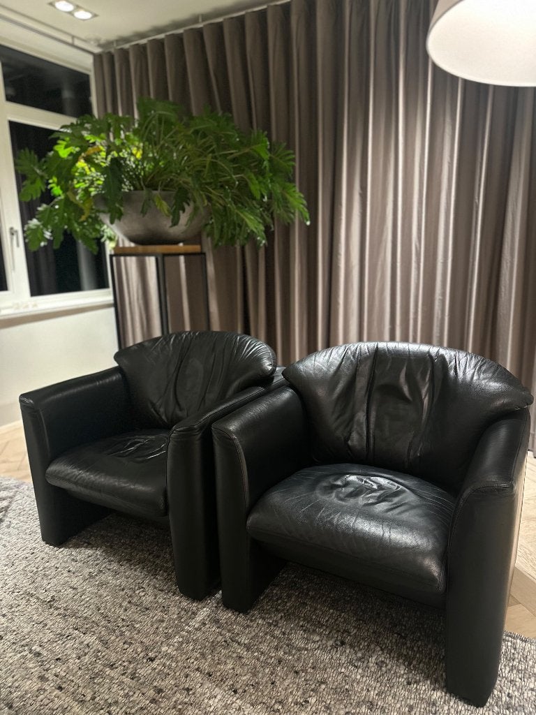 2x Leolux leren fauteuil, Huis en Inrichting, Ophalen, -, 75 tot 100 cm, Leolux
