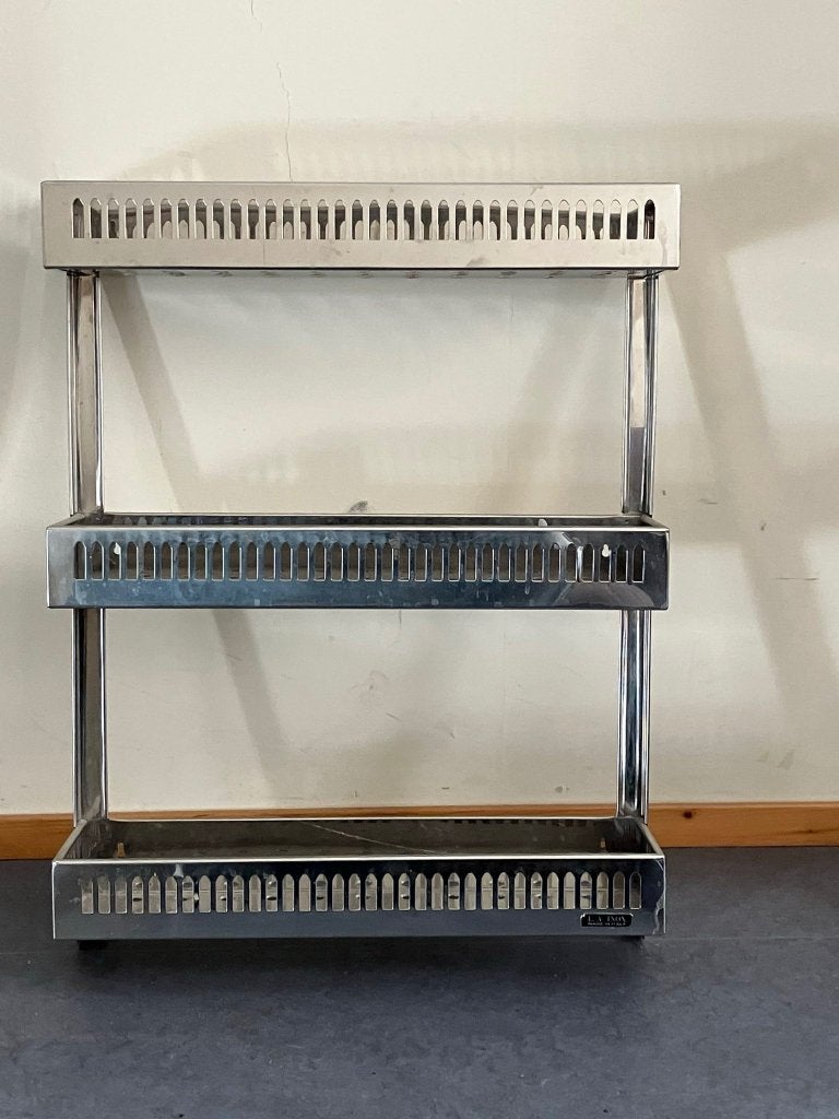 Vintage Italiaans design RVS keukenrek/wandrek, Ophalen, Gebruikt, 50 tot 100 cm, Minder dan 25 cm