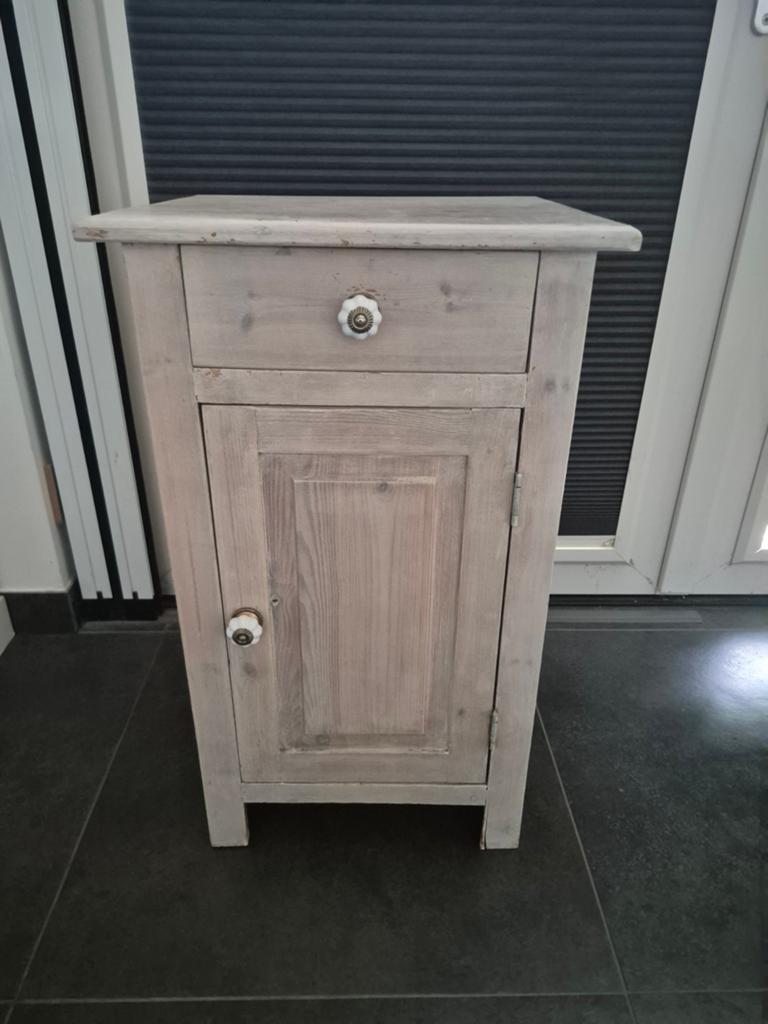 Vintage houten nachtkastje met lade en deurtje, Ophalen, Gebruikt, Minder dan 45 cm