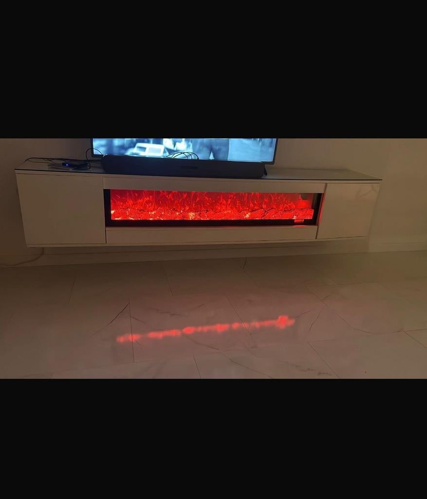 Modern TV-meubel met elektrische sfeerhaard 240x45cm, Huis en Inrichting, Kasten | Televisiemeubels, Ophalen, Overige materialen
