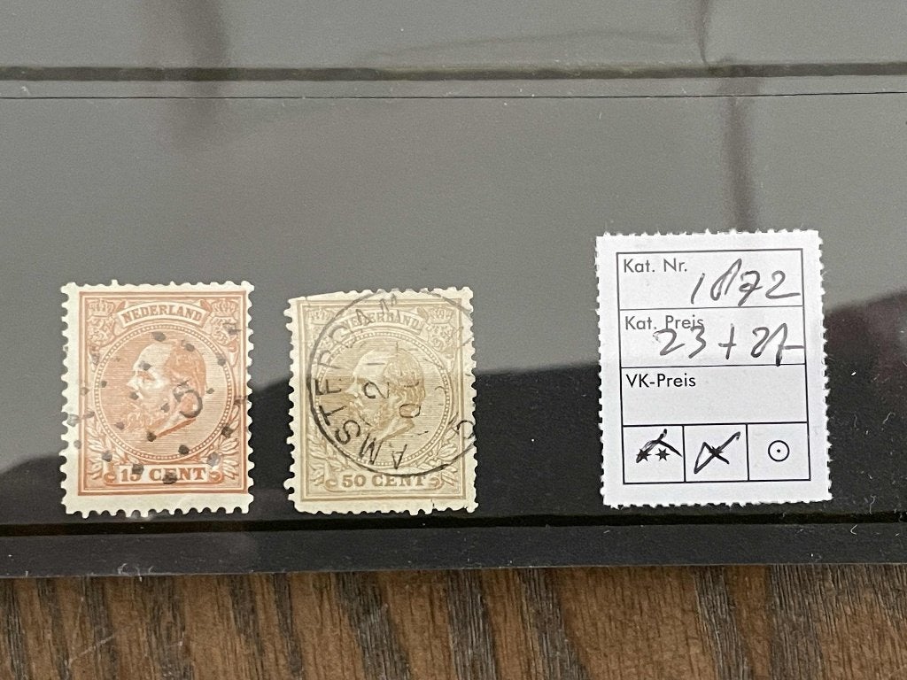 postzegels Nederland Nvph 23+27 uit 1872 kaart 71, Postzegels en Munten, Postzegels | Nederland, Verzenden, T/m 1940, Gestempeld