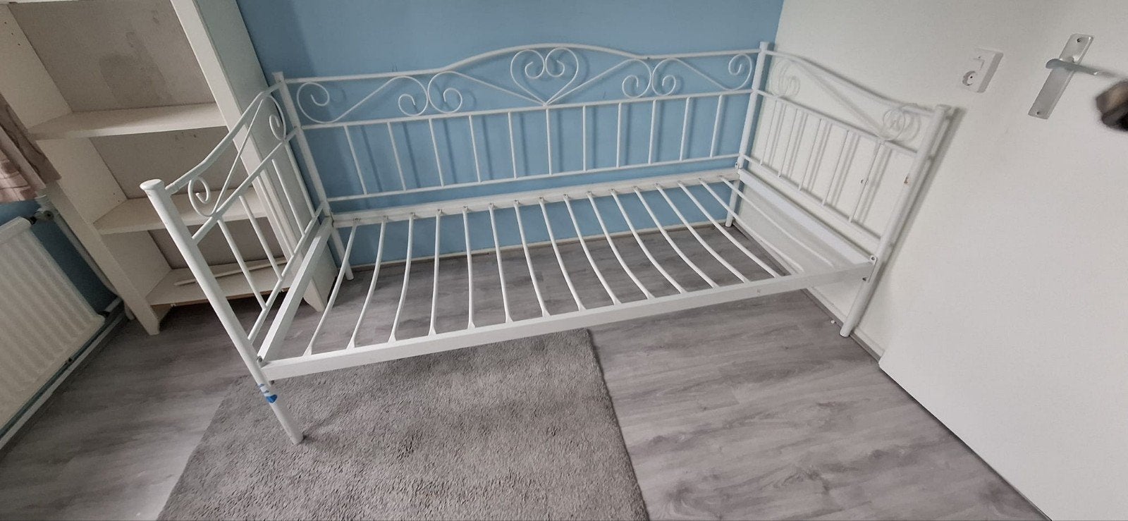 Metalen bed 90x200 cm - Wit, eenpersoons, Ophalen, Gebruikt, 90 cm, Eenpersoons