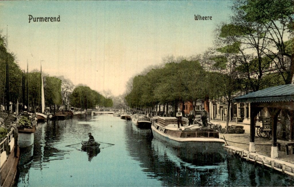 Purmerend - Wheere - Kanaal met boten, Ophalen of Verzenden, Voor 1920, Gelopen, Noord-Holland