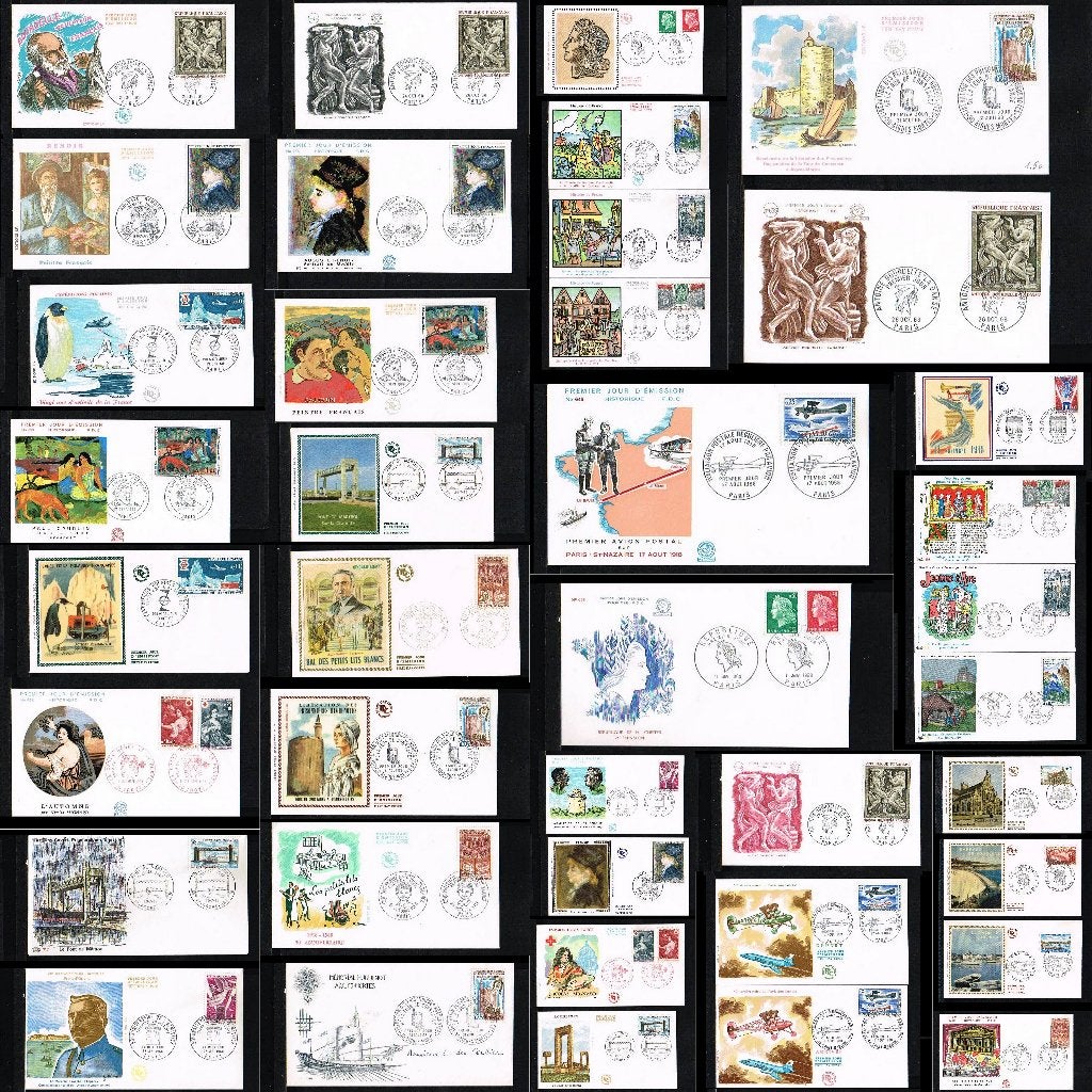 Leuk setje van 39 FDC's Frankrijk tussen 1968 en 1969 [X44c], Postzegels en Munten, Ophalen of Verzenden, Europa