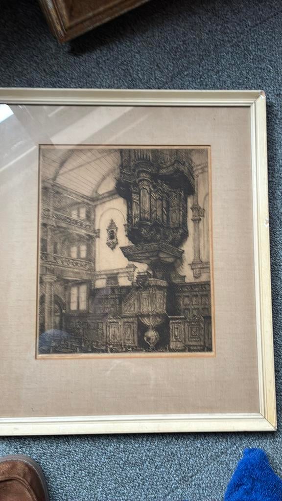 Ets jan poortenaar De rode hoed Amsterdam, Antiek en Kunst, Ophalen of Verzenden