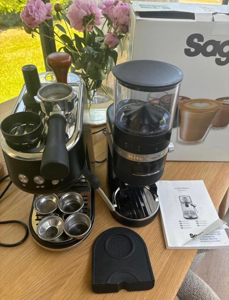 Sage the Bambino black truffle & KitchenAid Koffiemolen, Witgoed en Apparatuur, Koffiezetapparaten, Ophalen of Verzenden, Gebruikt