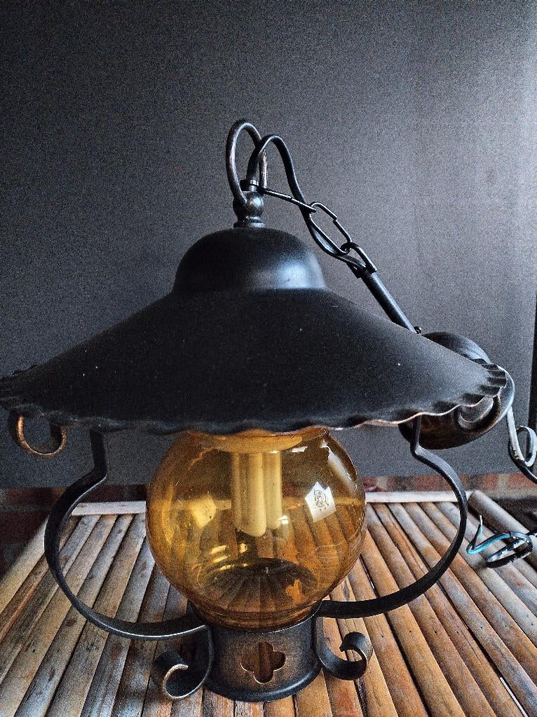 Vintage hanglamp, Ophalen, Gebruikt, Glas, Minder dan 50 cm