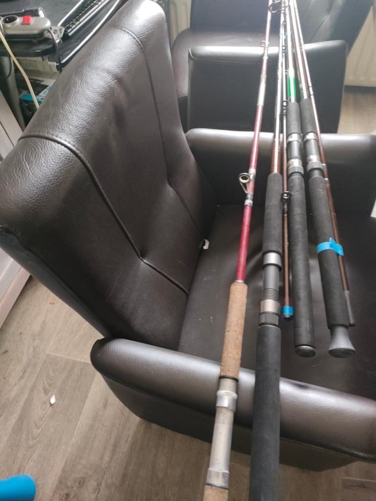 4 hengels 3 nieuwe een gebruikte, Watersport en Boten, Ophalen, Werphengel