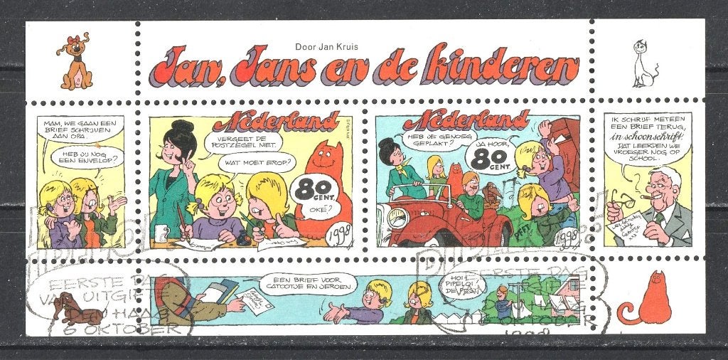 25 M Blok 1782 Jan -Jans en de kinderen 1998, Postzegels en Munten, Ophalen of Verzenden, Na 1940, Gestempeld
