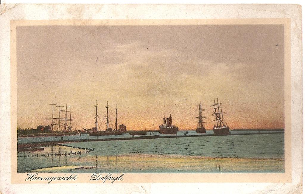 Delfzijl, Havengezicht, Ophalen of Verzenden, 1920 tot 1940, Gelopen, Groningen