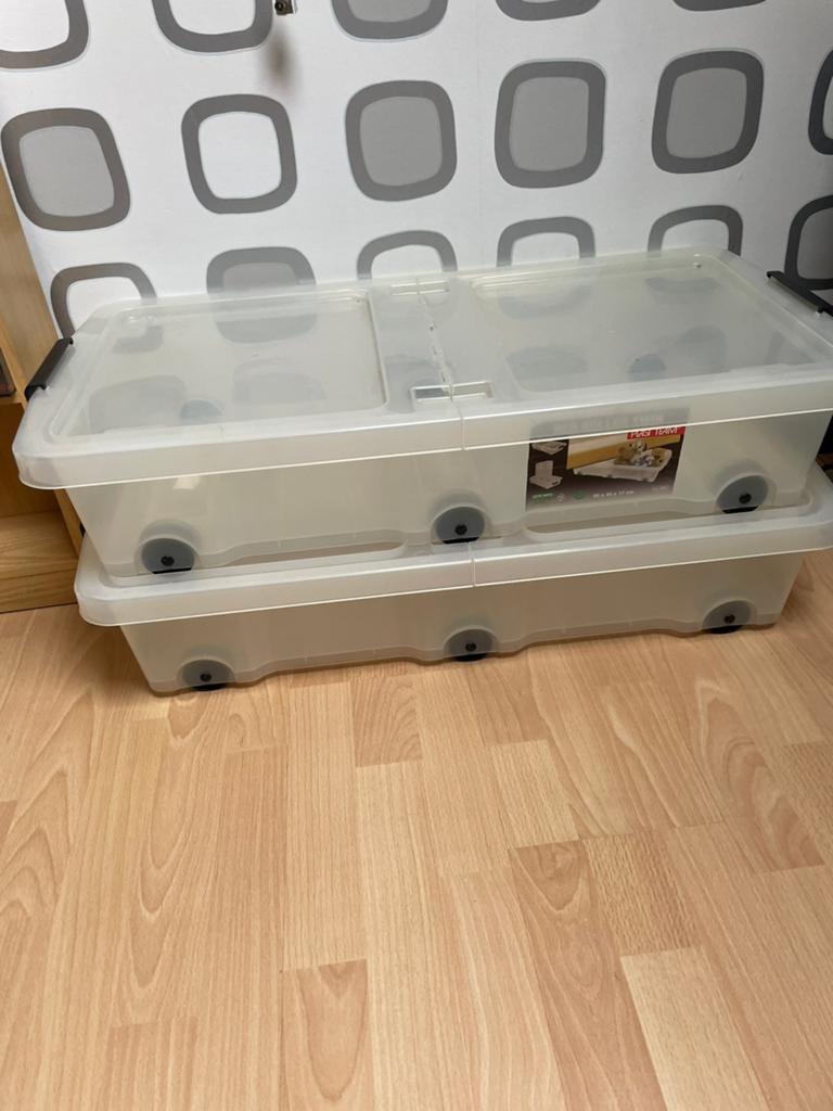 2 plastic Opbergbakken voor onder het bed, Ophalen of Verzenden, 50 tot 100 cm, Minder dan 50 cm