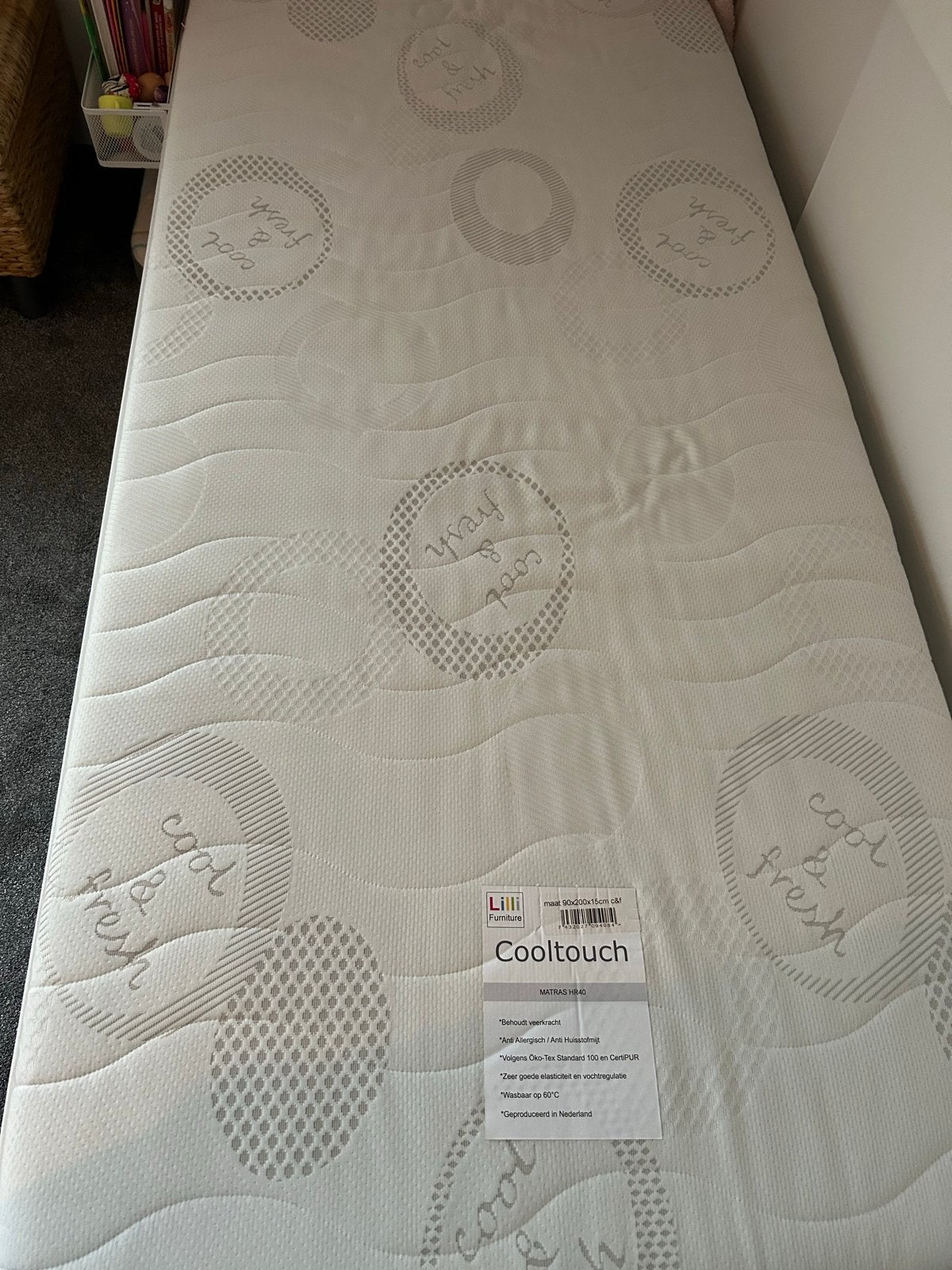Lilli Furniture Cooltouch Matras HR40 - 90x200cm, Ophalen, 90 cm, Eenpersoons, Zo goed als nieuw