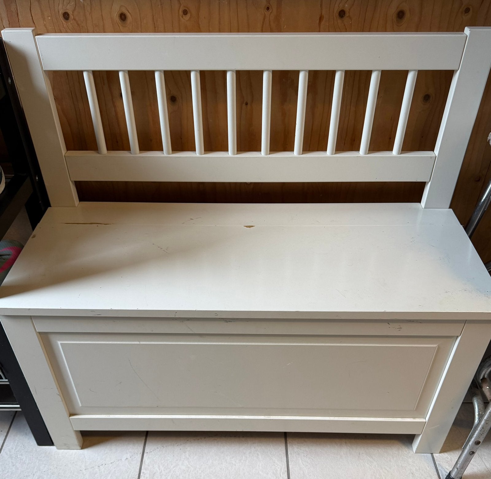 Kinderbankje van hout met opbergruimte., Ophalen, Gebruikt, Overige typen
