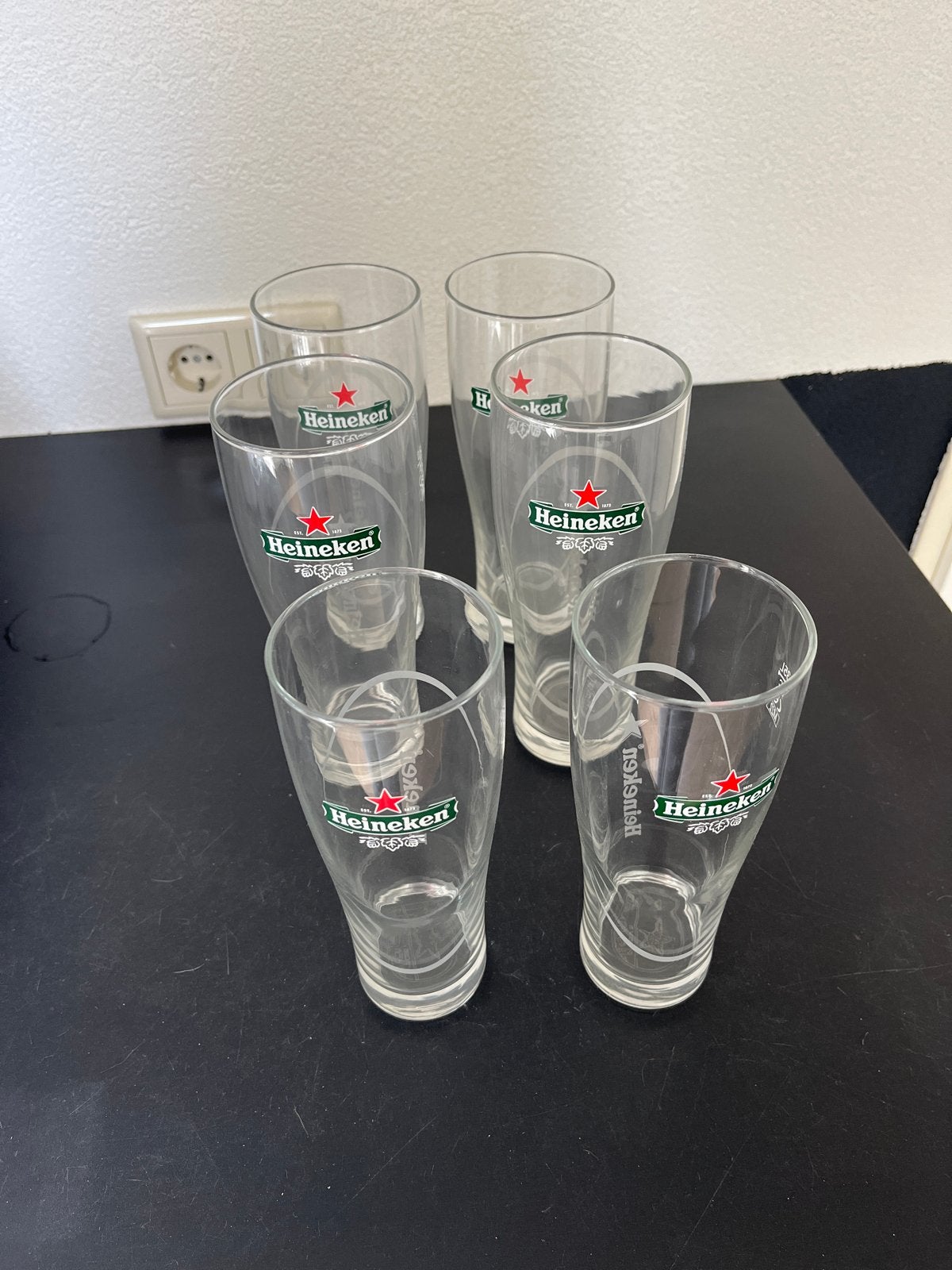 Heineken bierglazen - 6 stuks (0.35L en 0.5L), Ophalen of Verzenden, Overige merken, Glas, Overige typen