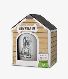 mok afbeelding hond cocker spaniel verpakt in kartonnen hond, Nieuw, Ophalen of Verzenden, Overige stijlen, Kop(pen) en/of Schotel(s)