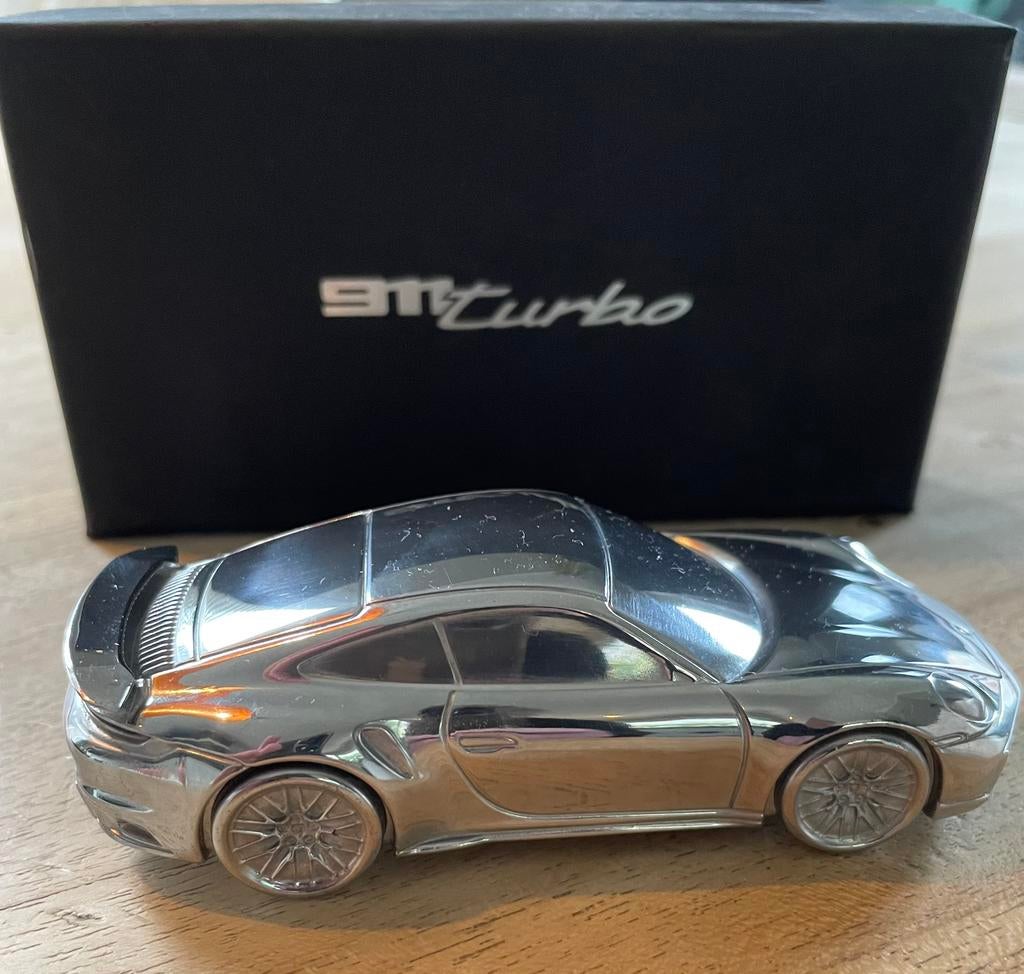 Porsche 911 (992) turbo  chroom aluminium paperweight, Ophalen of Verzenden, Nieuw, Auto, Overige merken
