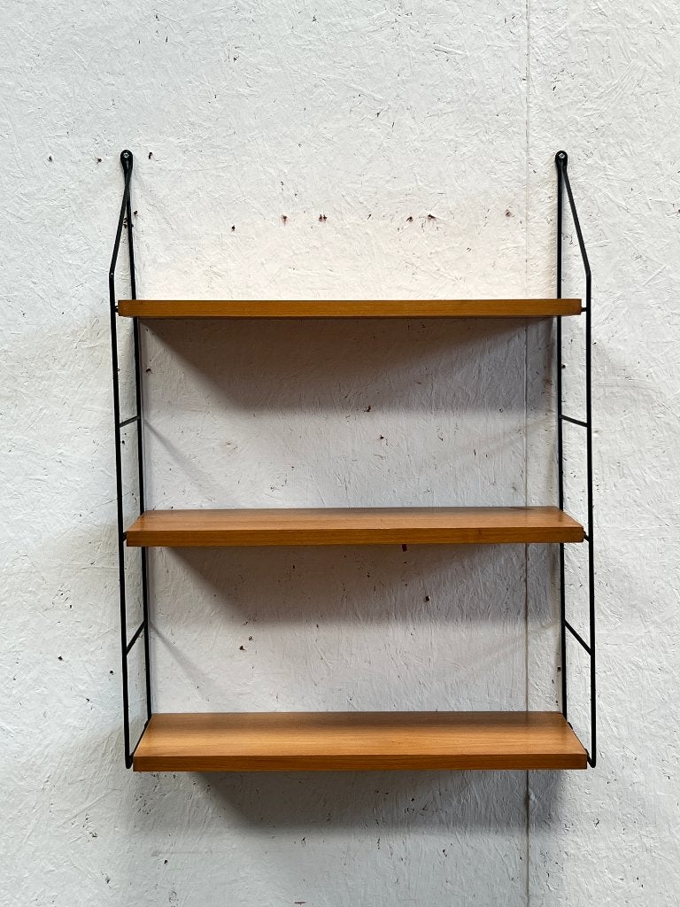 Vintage wandrek / wandmeubel, String Zweden 1970's, Overige houtsoorten, Gebruikt, Onbekend, Ophalen of Verzenden