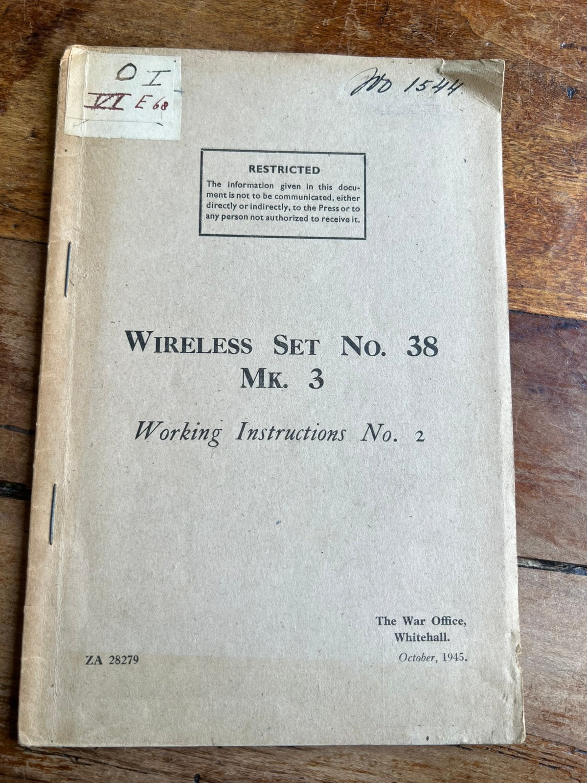 WO2 Brits voorschrift WS-38 Wireless Set MK3 1945 canadees, Verzamelen, Militaria | Tweede Wereldoorlog, Verzenden, Nederland