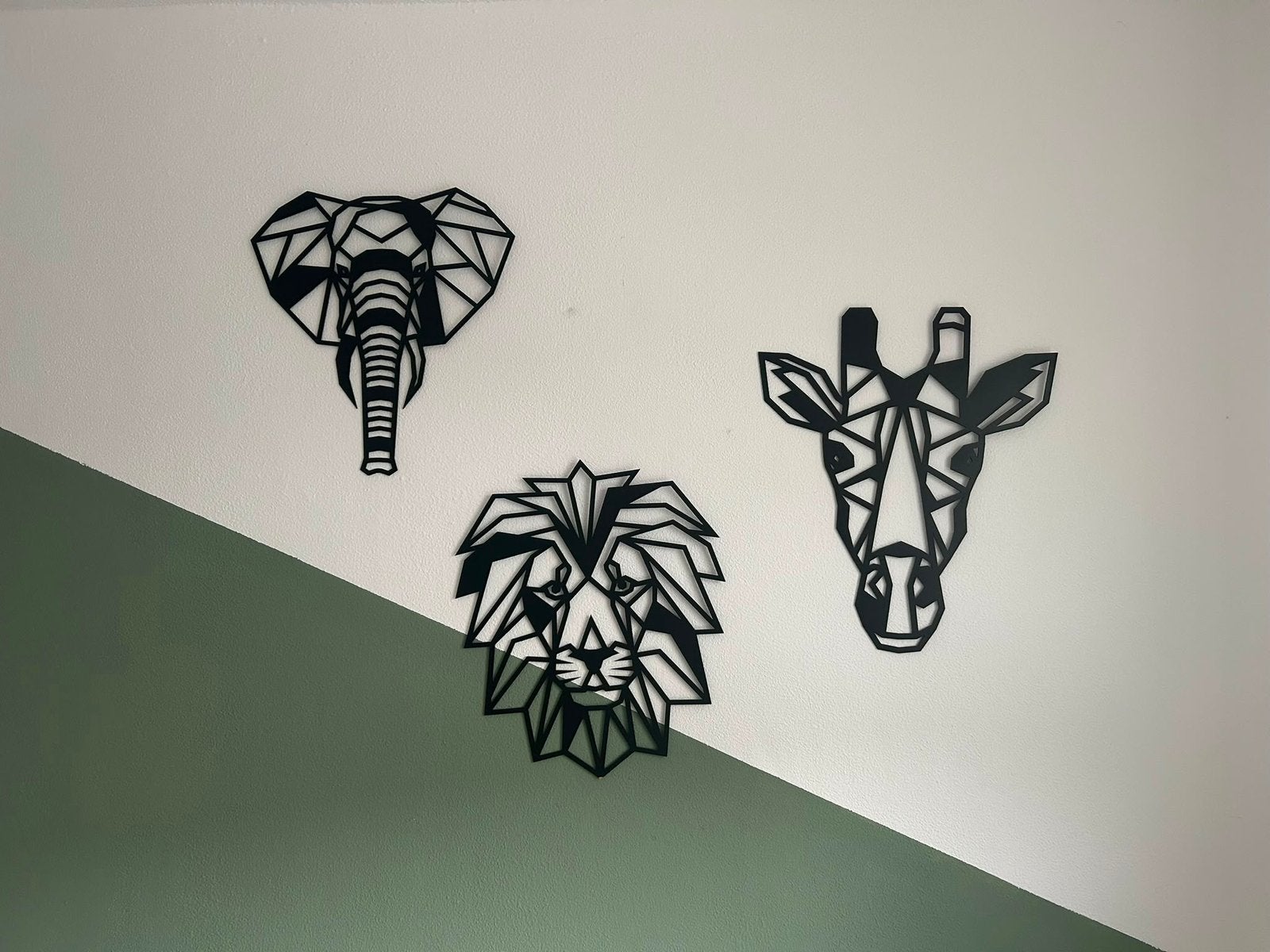 Muurdecoratie 3x dierenhoofden, Ophalen, Wanddecoratie