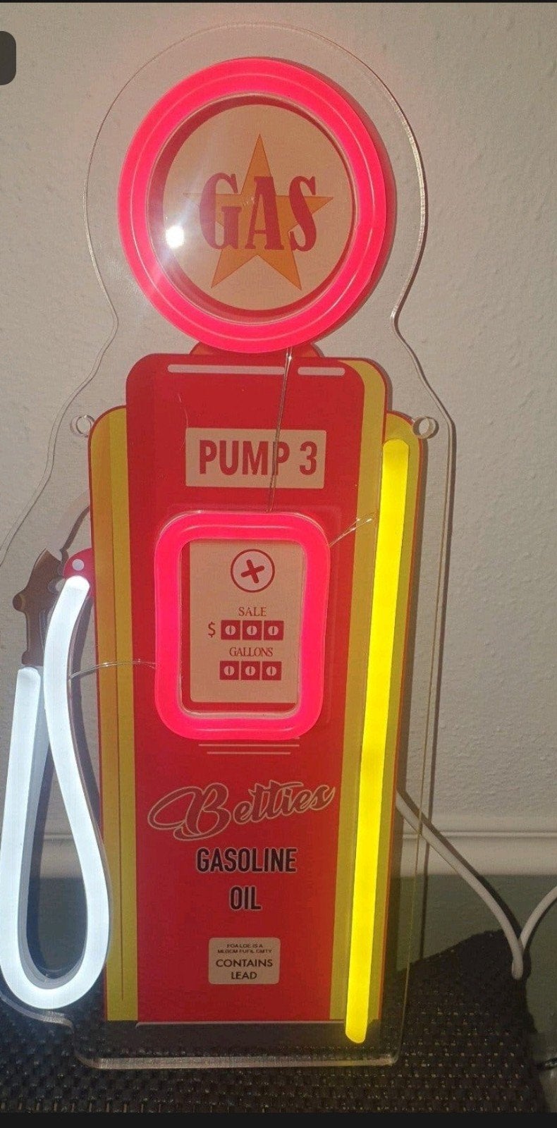 Benzinepomp LED Verlichting - Decoratieve Lamp, Vintage, Meerkleurig, Nieuw, Kunststof