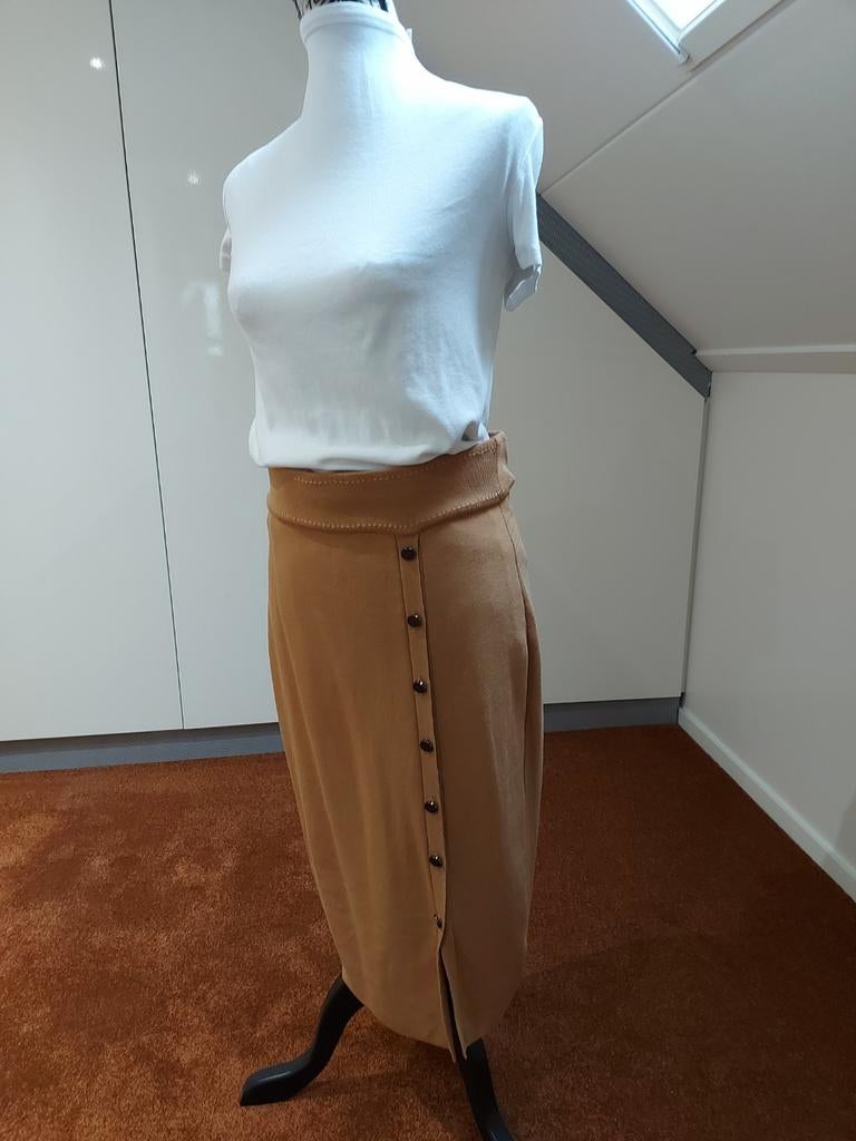 Claudia Sträter gebreide camel rok, maat 40, lengte 67 cm, Kleding | Dames, Rokken, Maat 38/40 (M), Beige, Ophalen of Verzenden