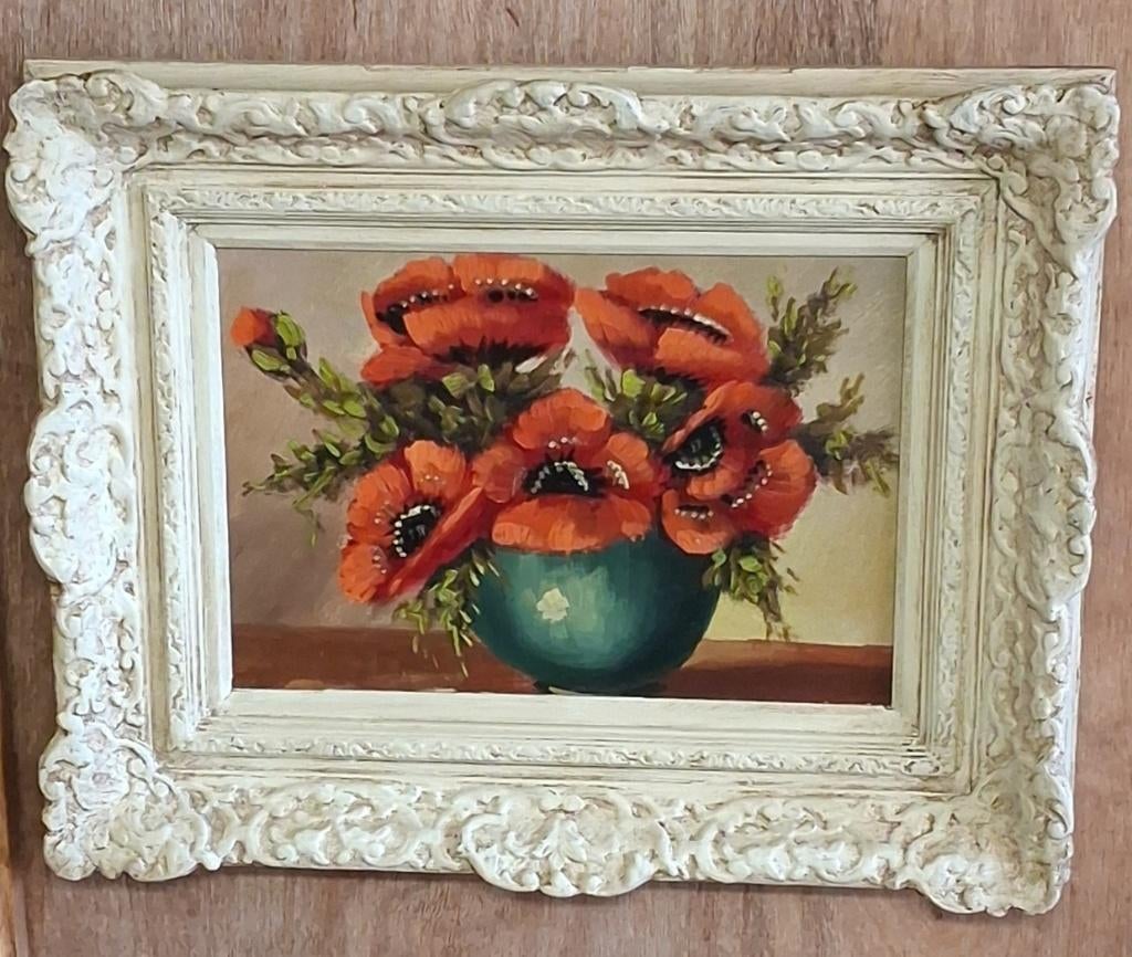 oud stilleven met klaprozen, Ophalen of Verzenden