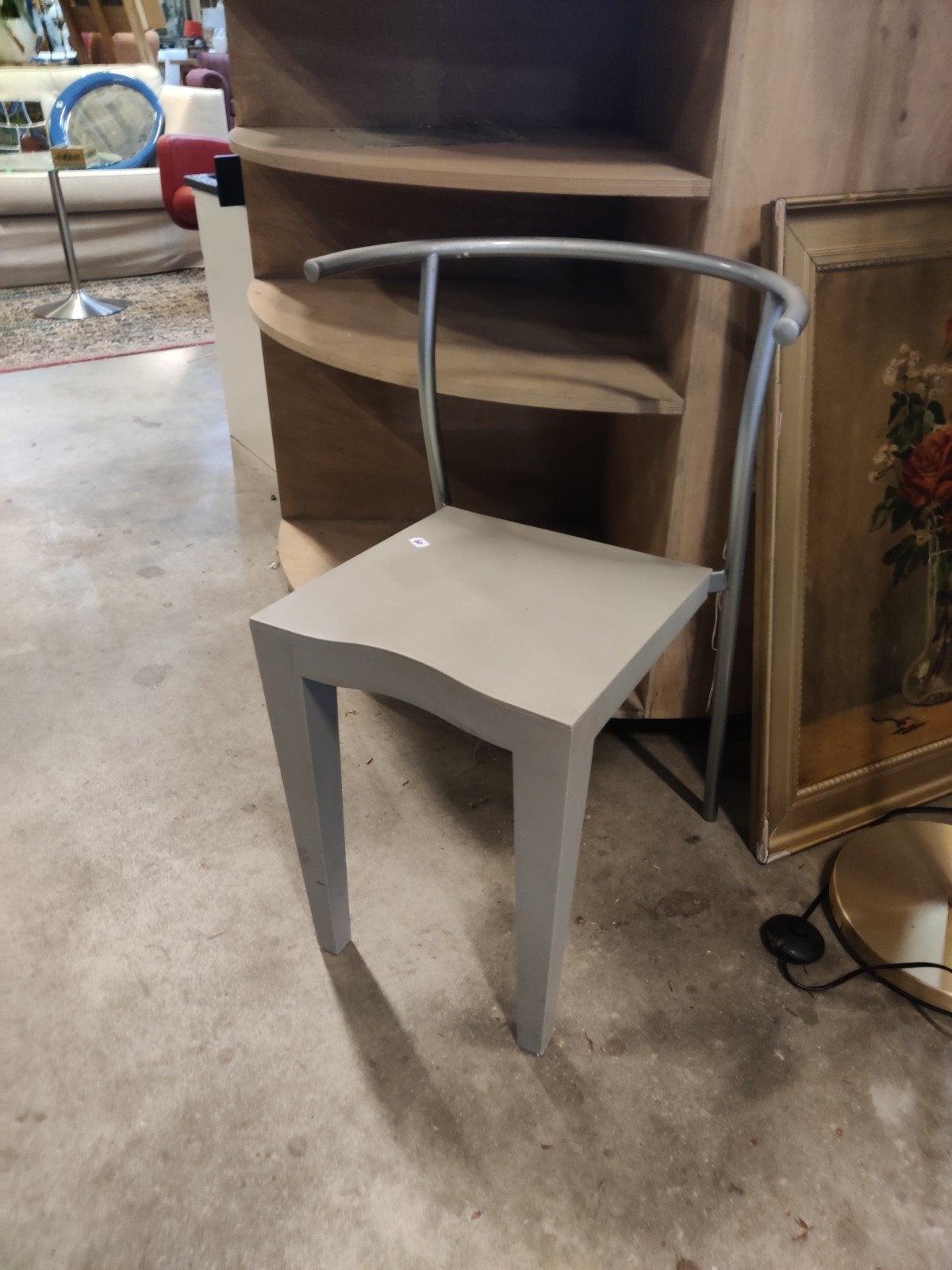 Philippe Starck Kartell Dr. Glob stoel - Grijs Metallic, Huis en Inrichting, Stoelen, Gebruikt, Eén, Kunststof, Metaal, Grijs
