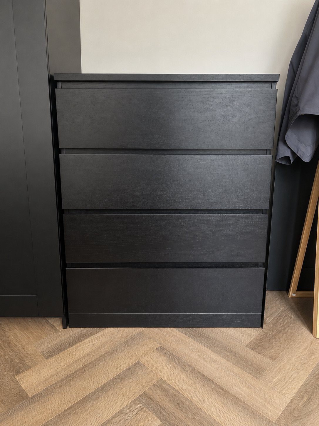 Ikea Malm ladekast - Zwartbruin met 4 laden, Ophalen, Gebruikt, 100 tot 150 cm, 50 tot 100 cm