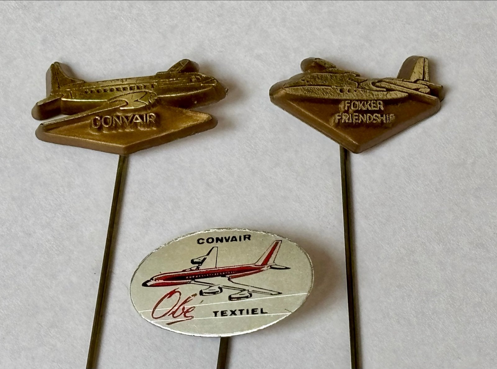 Vintage Speldjes: Convair, Fokker Friendship & Obe Textiel, Ophalen of Verzenden, Gebruikt, Overige typen
