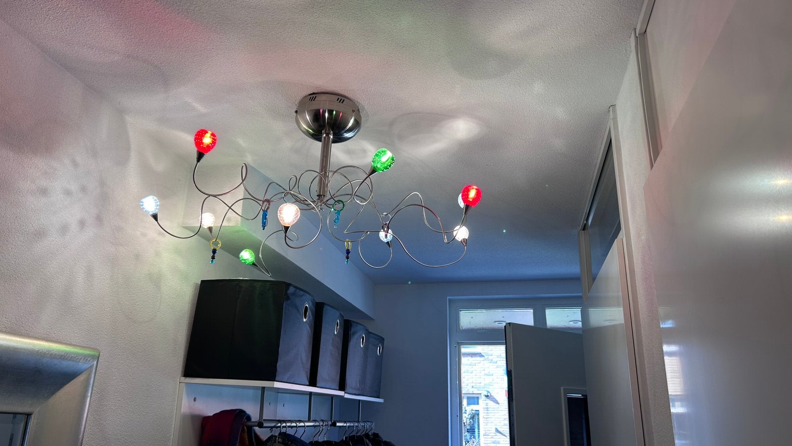 Prachtig plafond lamp met gekleurde bollen / kelken, Huis en Inrichting, Ophalen, Zo goed als nieuw, Glas