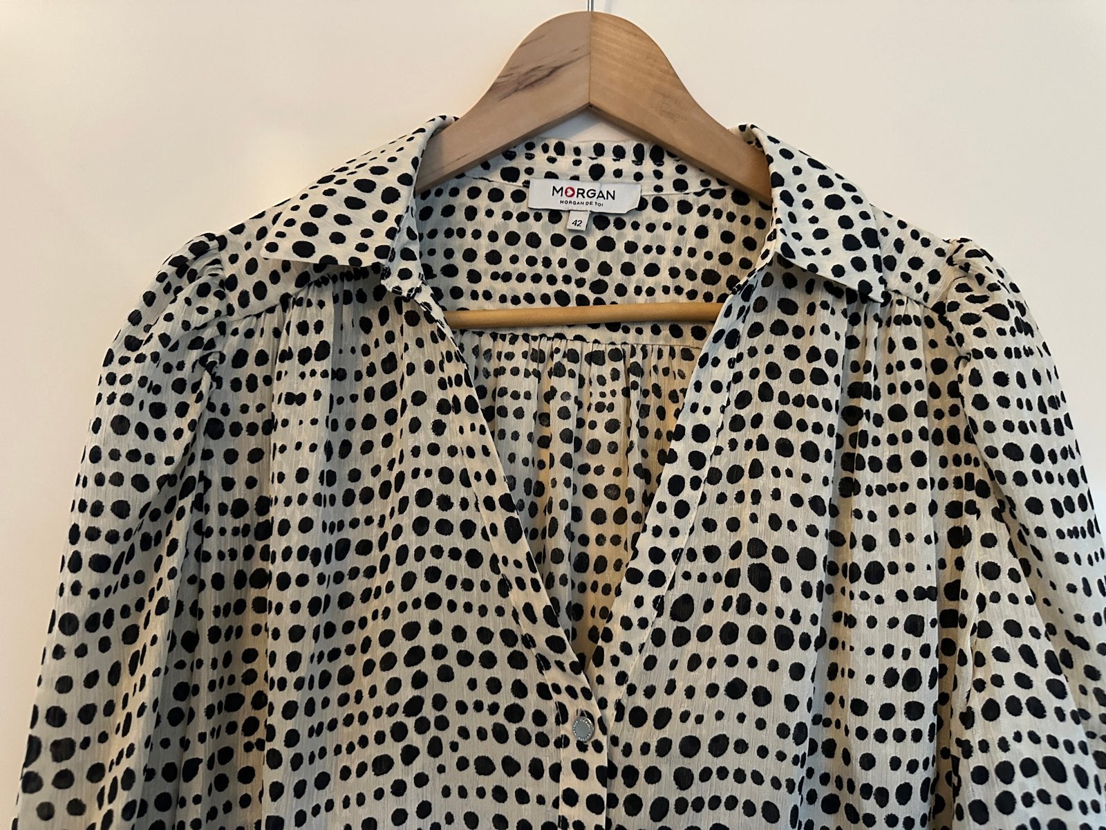 Morgan blouse met stippen, maat 42, Ophalen of Verzenden, Zo goed als nieuw, Maat 42/44 (L), Wit