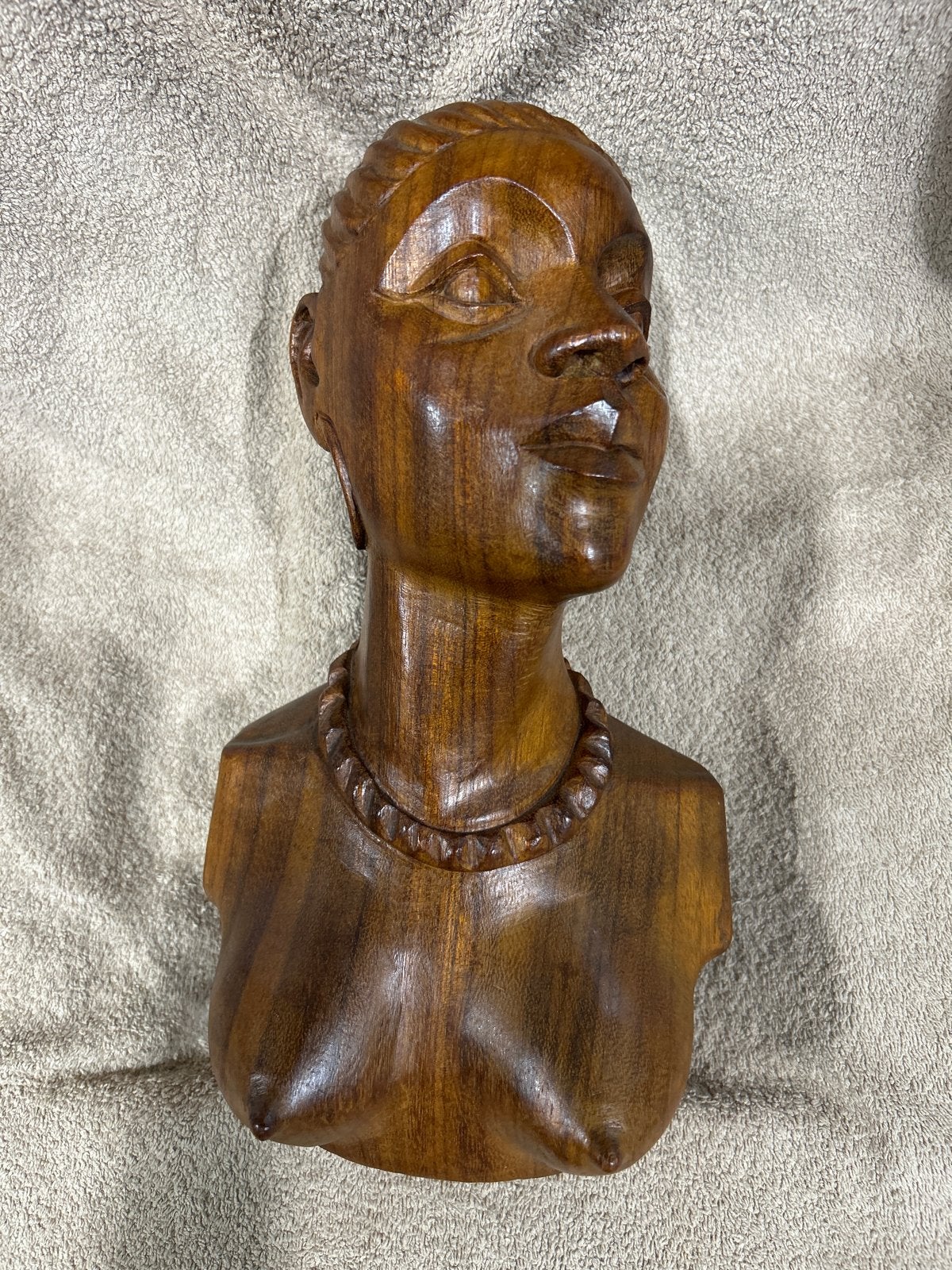 Houten Buste Vrouw - Afrikaanse Kunst - 35 cm, Buste, Ophalen of Verzenden, Handgemaakt, 20 - 50 cm