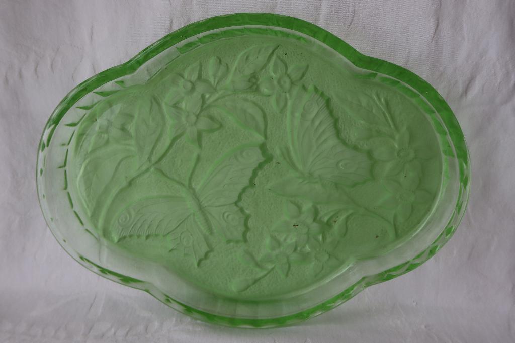 Vintage Art Deco stijl Sowerby glas dienblad c 1950, Ophalen of Verzenden