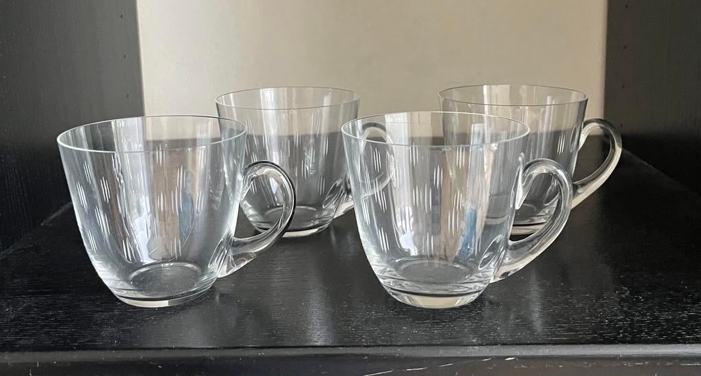 Set van 4 Loodglas Kom Glazen met Handvat, Antiek en Kunst, Antiek | Glas en Kristal, Ophalen