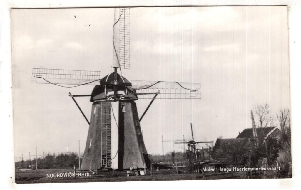 Noordwijk Noordwijkerhout  Haarlemmervaart Molen 2x, Verzenden, 1940 tot 1960, Ongelopen, Zuid-Holland