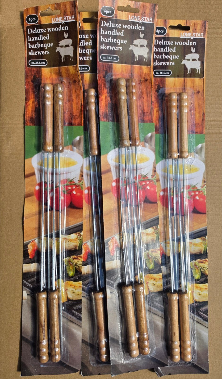 LONE STAR Deluxe Houten Barbecue Spiezen - 4 stuks, Ophalen of Verzenden, Nieuw, LONE STAR